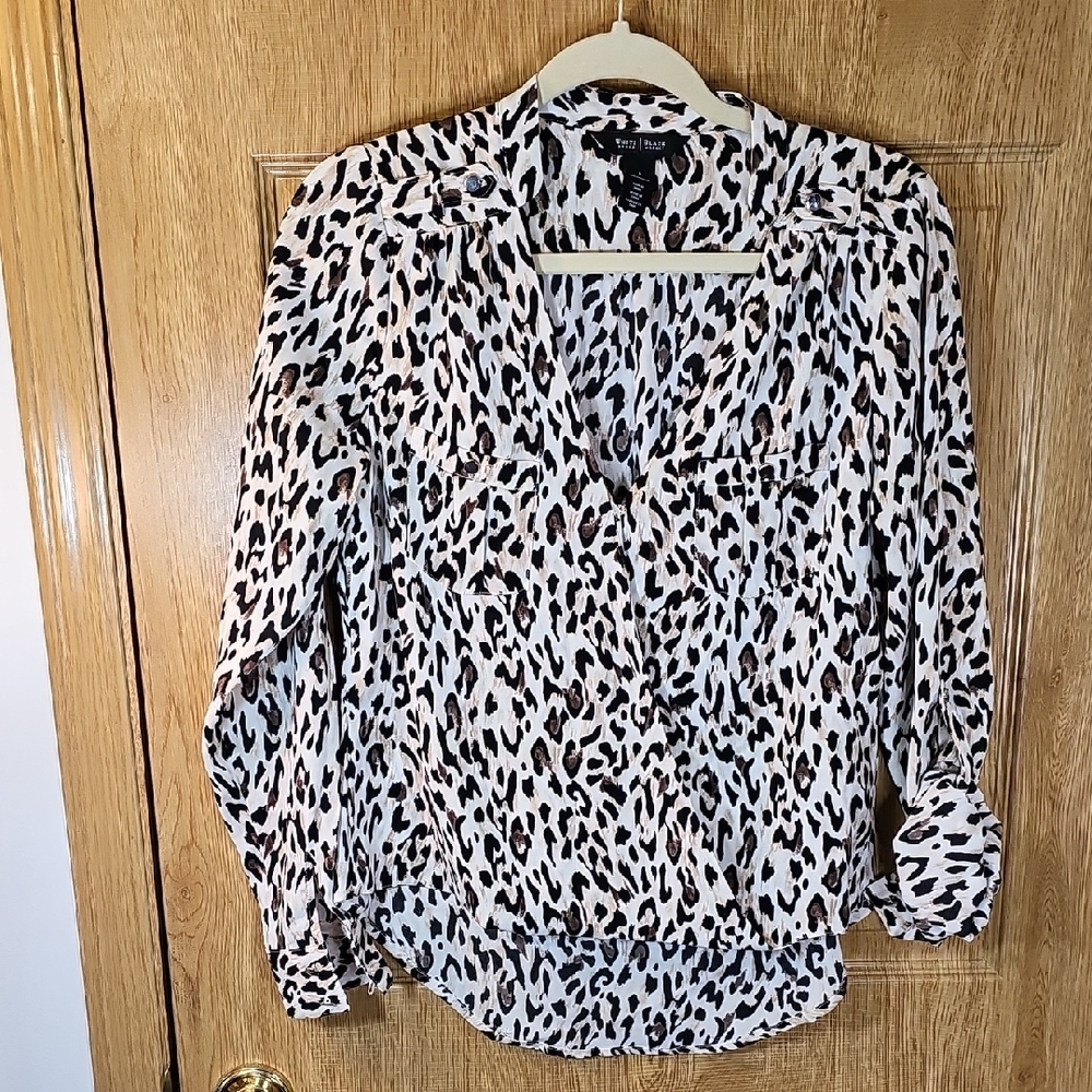 White House Black Market Leopard Print Blouse